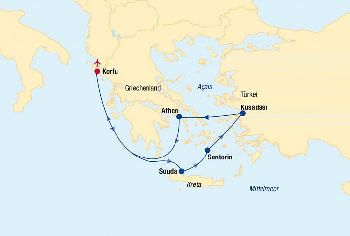 Baden auf Korfu + Kreuzfahrt Östliches Mittelmeer