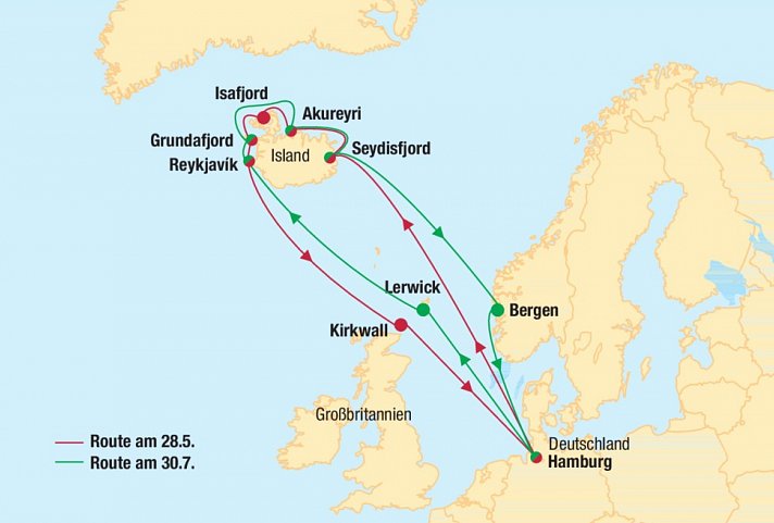 Kreuzfahrt Island inkl. Bahn