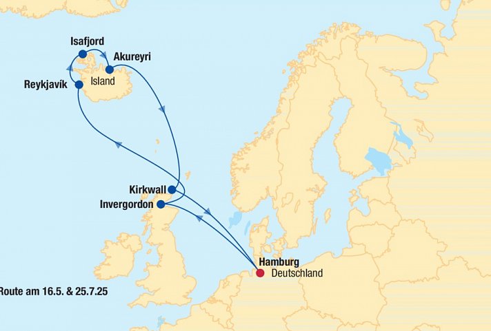 Kreuzfahrt Island + Schottland inkl. Bahn