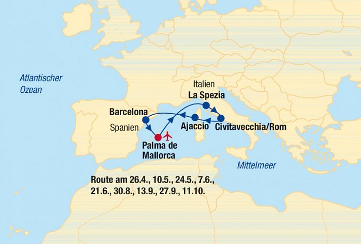 Baden auf Mallorca + Kreuzfahrt Westl. Mittelmeer